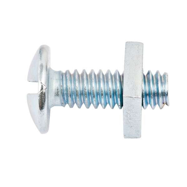 Zenith 1/4" x 25mm Zinc Plated Mushroom Head Bolt & Nut - 12 Pack