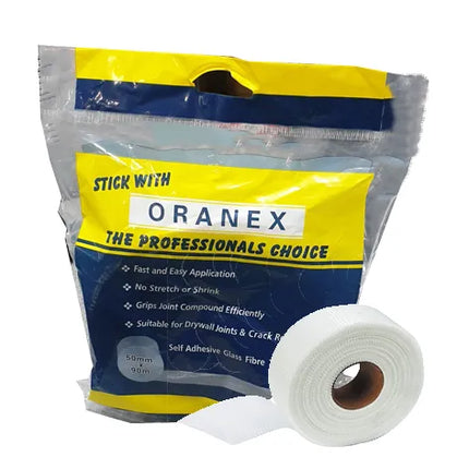 50mm x 90m Fibreglass Mesh Tape – Self-Adhesive, Alkali Resistant for Plasterboard Joints & Crack Repair
