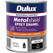 Dulux 500ml Metalshield Epoxy Enamel Flat Paint Black