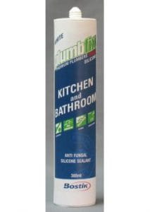 (306940)Bostik Plumbfix Kitchen & Bathroom White Silicone Neut Cure 300g