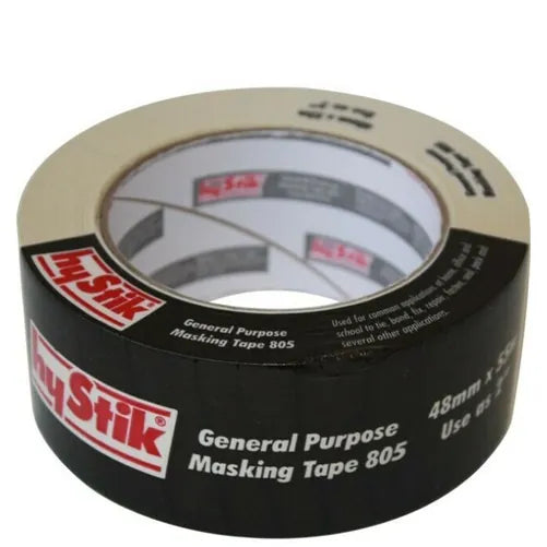 48mm x 55m Hystik General Purpose Masking Tape – Clean Remove, Easy Tear