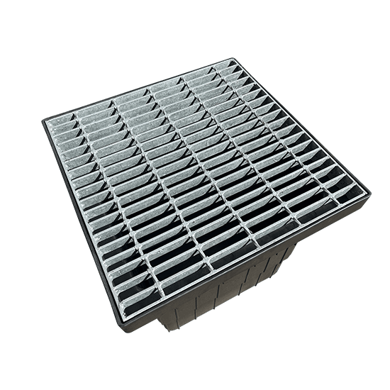 450mm x 450mm Plastic Drainage Pit + Galvanised Grate – Traditional, Light Duty