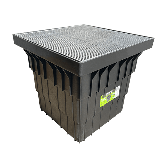 450mm x 450mm Plastic Drainage Pit + Galvanised Grate – Heelguard, Medium Duty