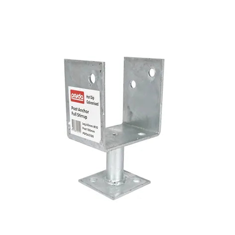 90mm Full Stirrup Post Support – 75mm Leg – Pryda Post Anchor