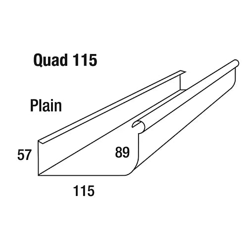 115 Quad Hi Front Gutter Zinc – 6.0m