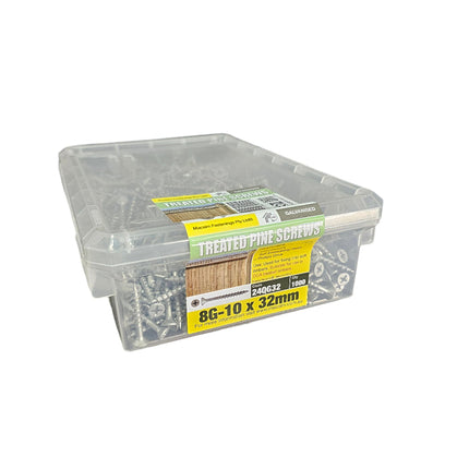 8G x 32mm Treated Pine Screws – Galvanised – Box of 100 for Exterior Timber
