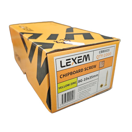 8G x 35mm Zinc Plated Chipboard Screws – Countersunk Bugle Head, PH2 – Box of 1000