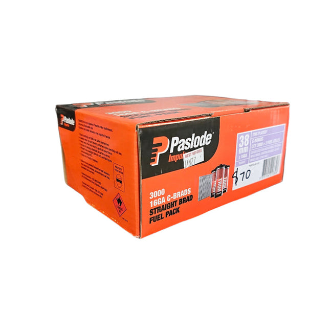 38mm C‑Brad Straight Brad Nails with Gas Fuel Pack – for Trim & Fix‑Out