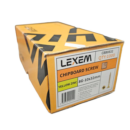 8G x 32mm Zinc Plated Chipboard Screws – Countersunk Bugle Head, PH2 – Box of 1000