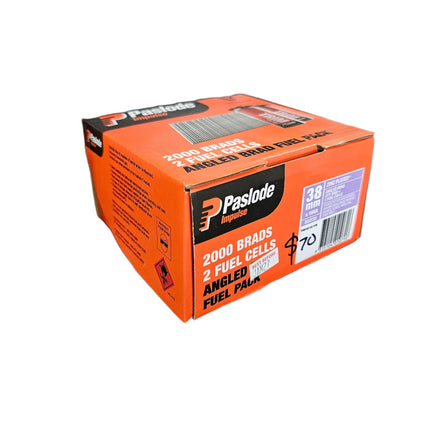 38mm Angled Brad Nails – Zinc Plated with Gas – 2000 Pack – for Finishing & Trim