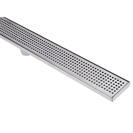 900mm Linear Shower Grate & Drain – Square Pattern – 70mm W x 20mm D – Centre 50mm Outlet