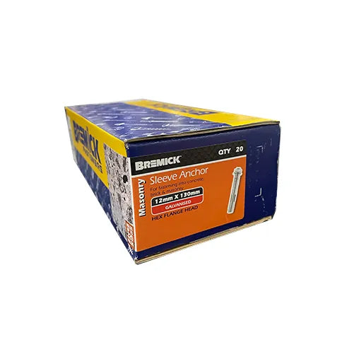 12 x 130mm Hex Nut Sleeve Anchor – Galvanised – Box of 20