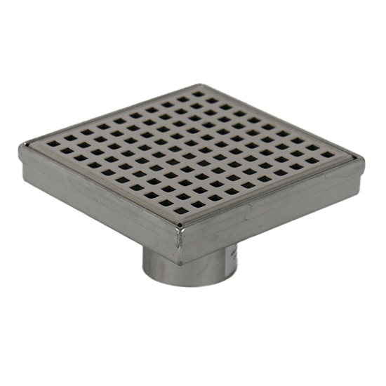 115mm Square Floor Drain – Stainless Steel, Square Pattern Grate, 75mm Outlet