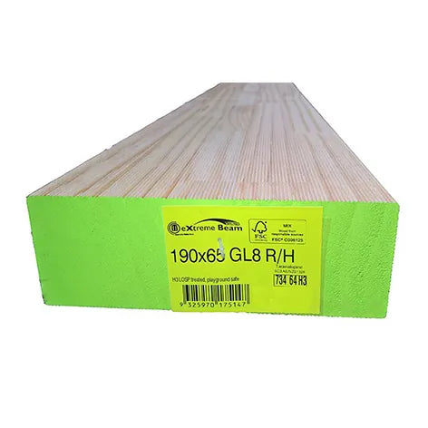 190 x 65 mm Structural Beam – H3 GL8 Treated Pine – 5.4m – For Pergolas & Decks