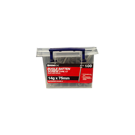 BUGLE BATTEN SCREWS 14GX75MM GALVANISED 100 PCS