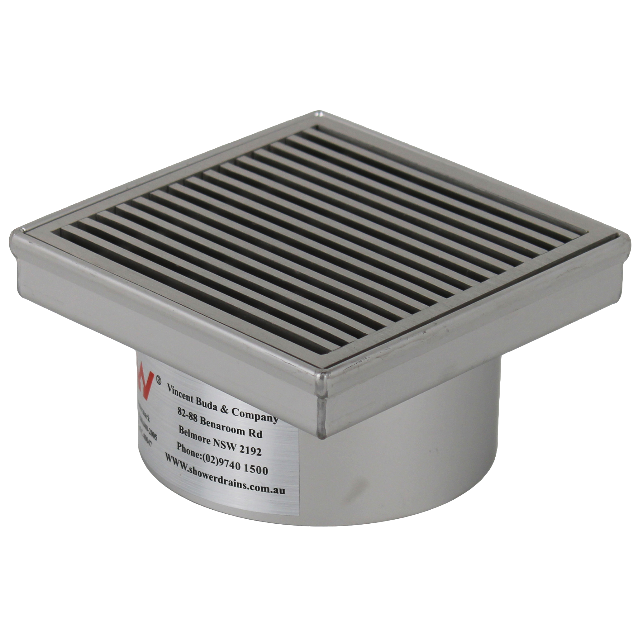 115mm Square Heelguard Floor Drain – Stainless Steel, 45mm Outlet