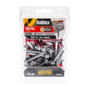 Buildex 12 - 24 x 38mm SuperTEKS Series 500 Hex Head Metal Screw 50 Pack