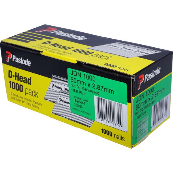 Paslode Hot Dip Galvanised D Head Framing Nails – 50 x 2.87mm (1000 Pack)