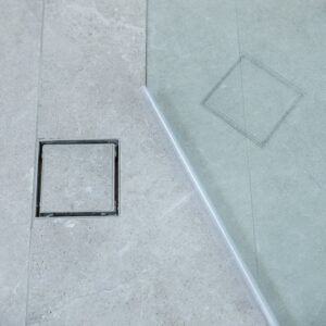Tile Insert Square Floor Drain – 250mm x 250mm – Stainless Steel, 83mm Outlet