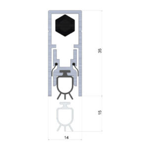 Mortised Automatic Door Bottom Seal – 820mm (Medium Smoke Seal)