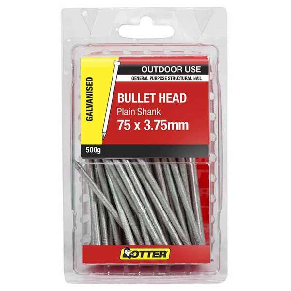 Otter Nail Bullet Head Galvanised 75 x 3.75mm 500g