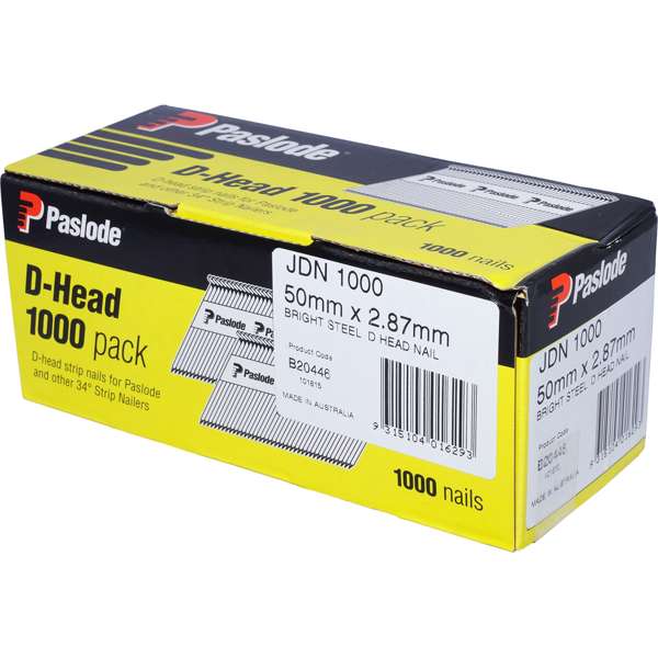 Paslode Bright D Head Framing Nails – 50 x 2.87mm (1000 Pack)