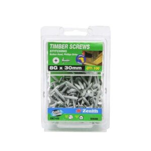 Zenith Timber Screws Button Galvanised 8G x 30mm 100 Pack