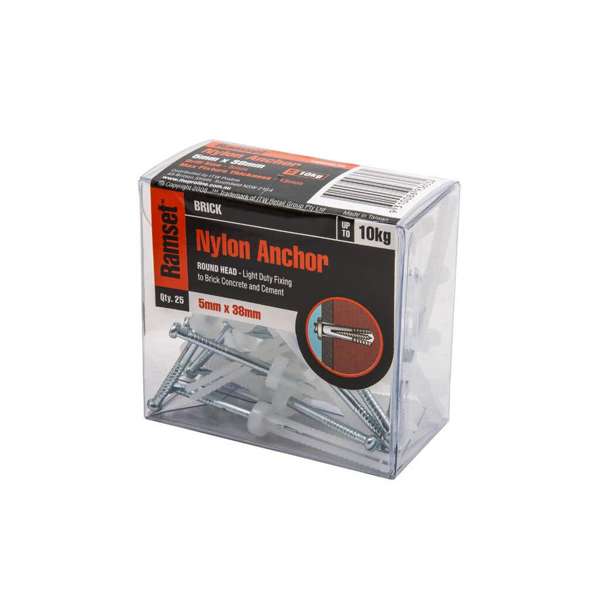 Ramset Nylon Anchor Round 5.0 x 38mm 25 Pack
