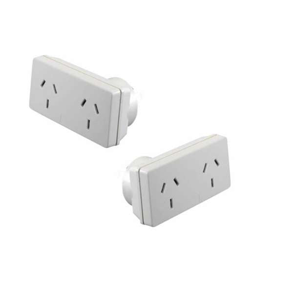 HPM Horizontal Double Adaptor White 2 Pack