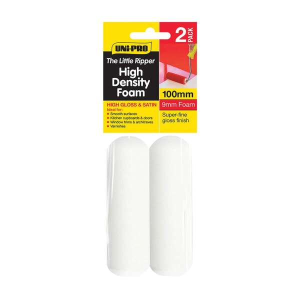 Uni-Pro Little Ripper High Density Foam Roller Cover 9mm Nap 100mm 2 Pack