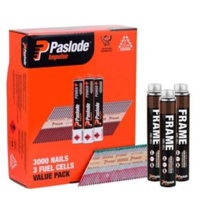 Paslode Impulse Nails – 75 x 3.06mm (Hot Dipped Galvanised, 3000 Pack + 3 Fuel Cells)