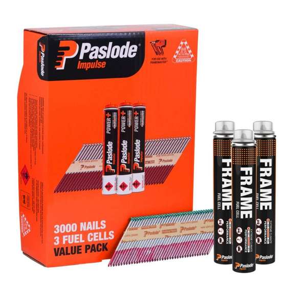 Paslode Impulse Nails – 82 x 3.15mm (34 Deg, 3000 + 3 Fuel Cells)