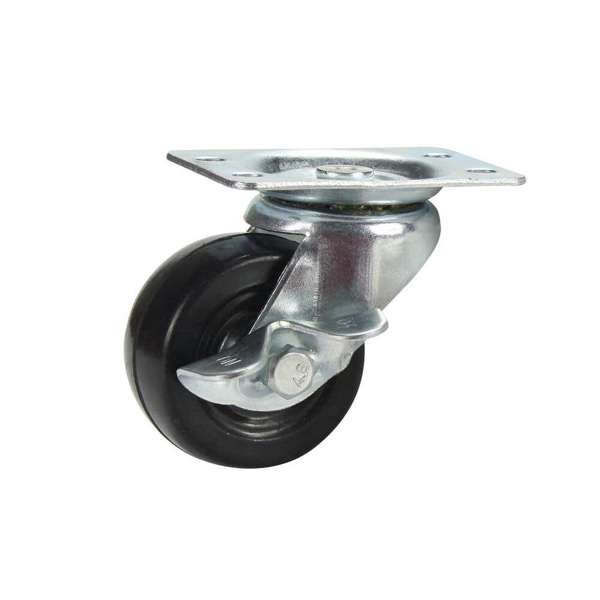 Cold Steel Rubber Swivel Castor With Brake Black 50mm