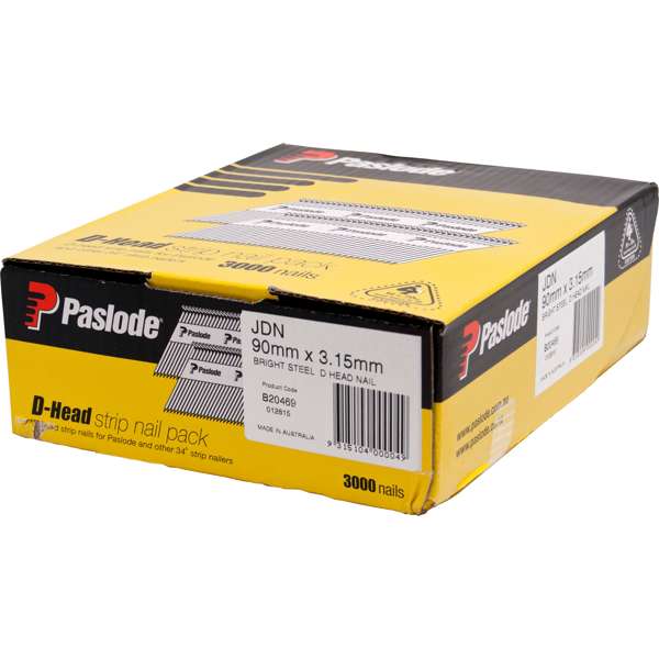 Paslode Bright D Head Pneumatic Nails – 90 x 3.15mm (3000 Pack)