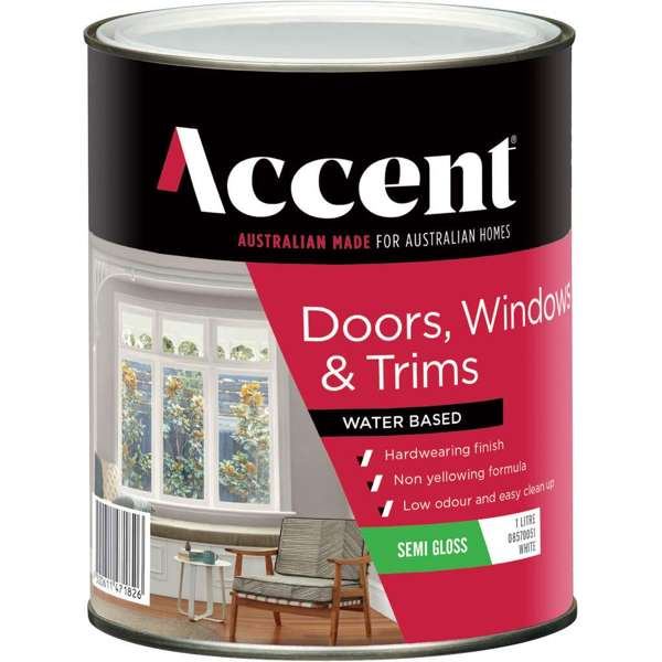 Accent Doors Windows & Trims Water Based Semi Gloss White 1L