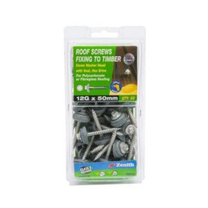 Zenith Timber Screws Polycarbonate Roof Screws 12G x 50mm 50 Pack