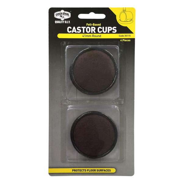 Cold Steel Castor Cups Felt Based Round 41mm 4 Pack