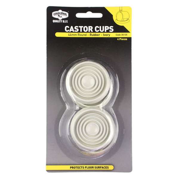 Cold Steel Round Rubber Castor Cups Ivory 44mm - 4 Pack
