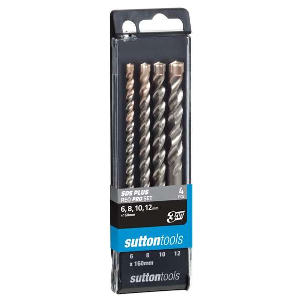 Sutton Masonry Drill Bit Set 3 Cut SDS Plus Reo Pro - 4 Piece