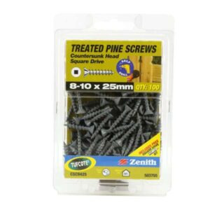 Zenith Screw Treated Pine Tufcote Square Drive 8G x 25mm 100 Pack
