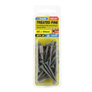 Zenith Screw Treated Pine Tufcote Square Drive 8G x 40mm 25 Pack