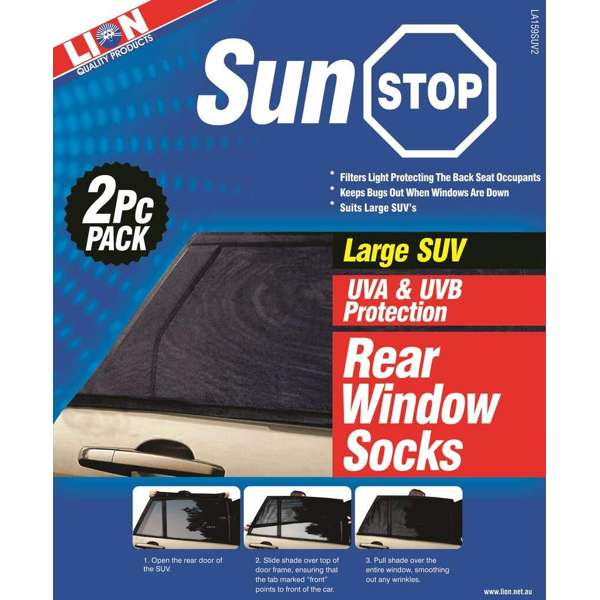 Lion Sunstop SUV Window Sock Rear Large 2 Piece