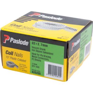 Paslode 15 Degree Hot Dip Galvanised Plastic Collated Coil Nail – 32 x 2.7mm (400 Pack)