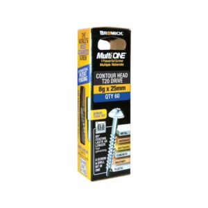 Bremick Screw MultiOne Contour Head Torx Drive 20 B8 Coated 8G x 25mm 60 Pack