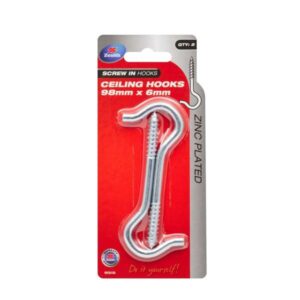 Zenith 98 x 6mm ZP Ceiling Hook 2 Pack