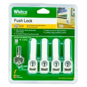 Whitco 4 Pack Sliding Window Push Lock - White