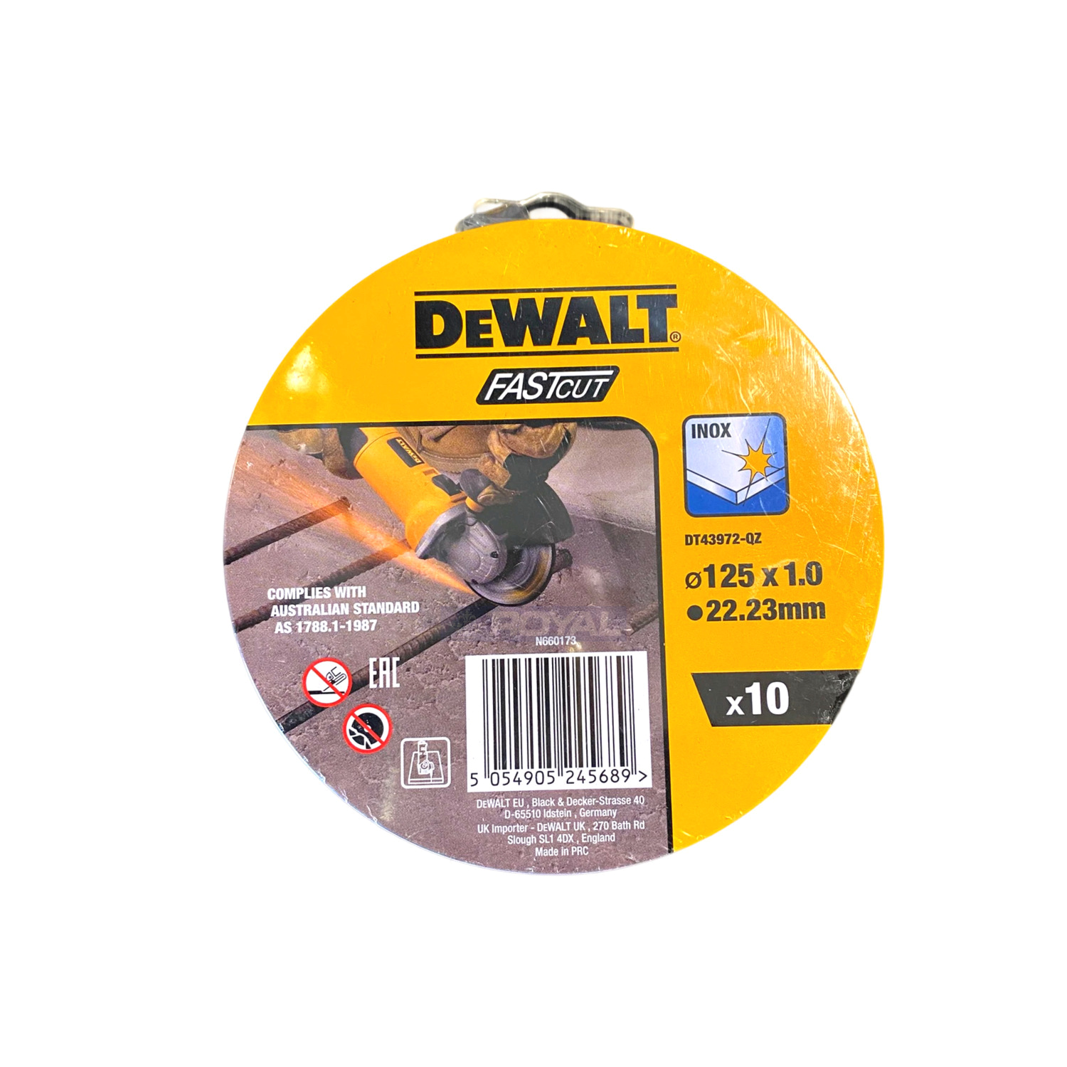 DeWalt High Performance Fastcut Thin Bonded Discs 125 x 1mm x 22.23mm 10 Pack
