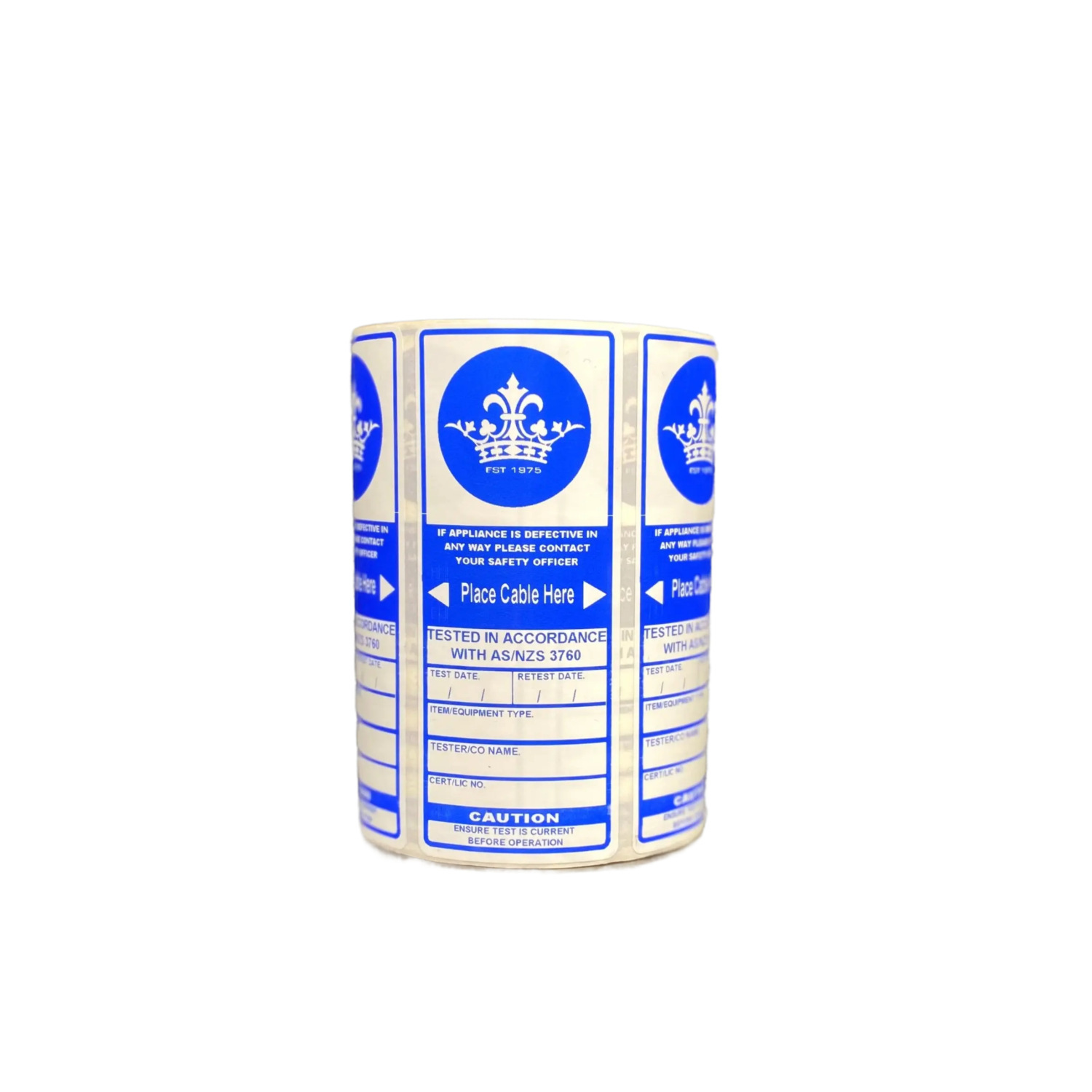 Electrical Test Tags Standard Laminated Blue Per Sticker