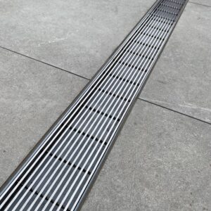 Plastic Strip Drain Kit With SS Heelguard Grate – 75 x 23mm x 1500mm