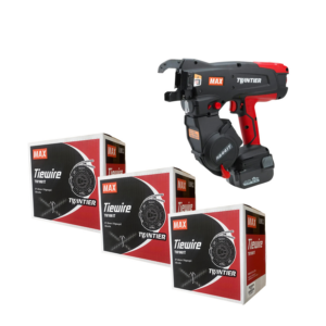 MAX Twin Tier Rebar Tier 20-44mm Starter Kit With Two 14.4V Lithium Batteries & 3 Boxes Bright Wire